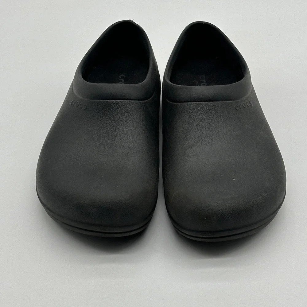 Crocs‎ Slip Resistant Shoes On The Clock Work Clogs Black Slip On Mens 8 W 10